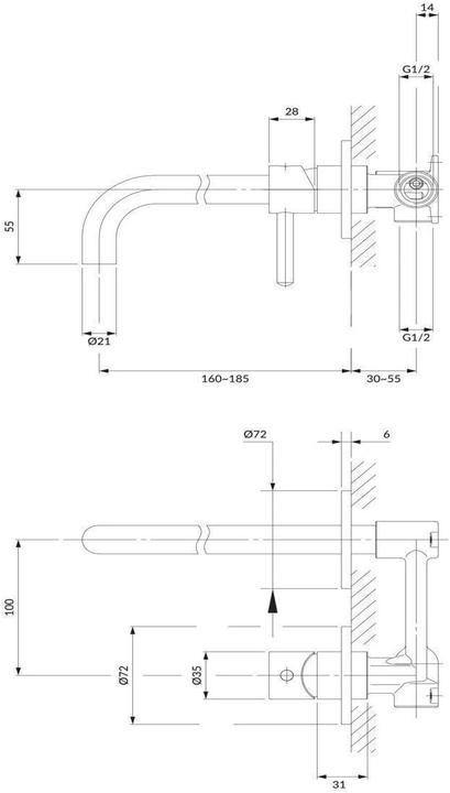 Actual product image Omnires y - inbouw wastafelkraan, 2-gats installatie, met inbouwdeel, grafiet