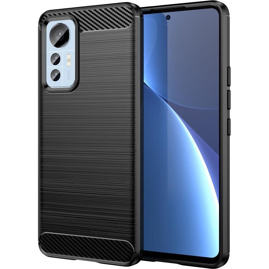 Hurtel Carbon Case case for Xiaomi 12 Lite flexible silicone carbon cover black (Xiaomi 12 Lite), Smartphone Hülle, Schw...