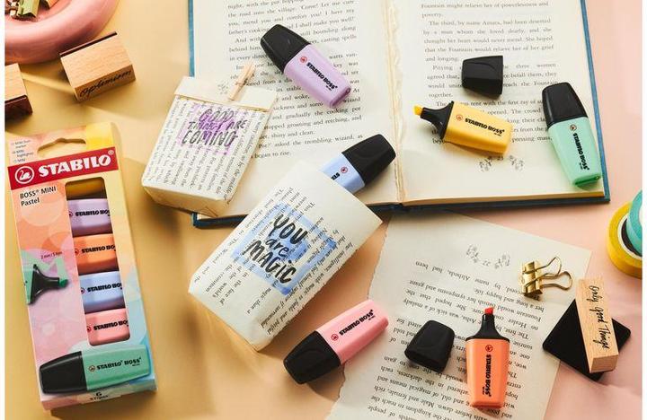 Produktbild STABILO Boss Mini Pastell 6er Etui (Apricot, Gelb, Wolkenblau, Lila, rosa und minze, 5 mm, 6 x)