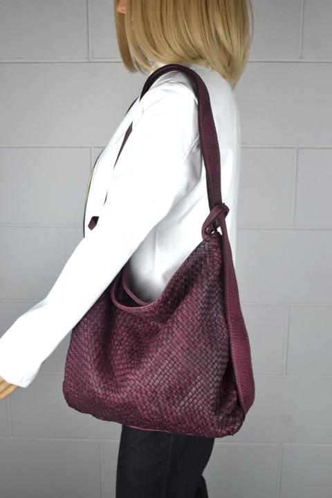 Immagine prodotto Only-Bags.Store Borsa in pelle, borsa a tracolla in morbida pelle intrecciata, zaino in pelle convertibile