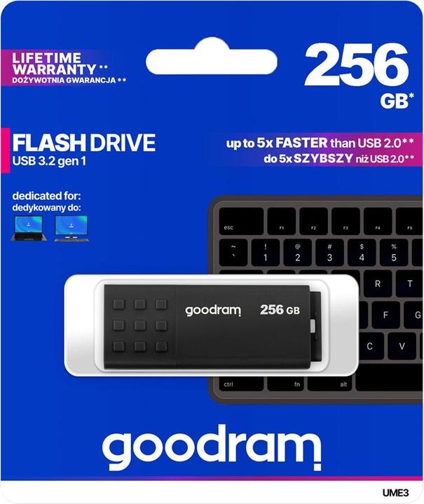 Actual product image Goodram UME3-2560K0R11 USB Flash Drive USB Type-A 3.2 Gen 1 (3.1 Gen 1) (256 GB, USB-A)