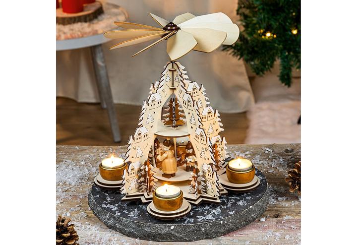 Productafbeelding HI kerstpiramide voor 4 waxinelichtjes
