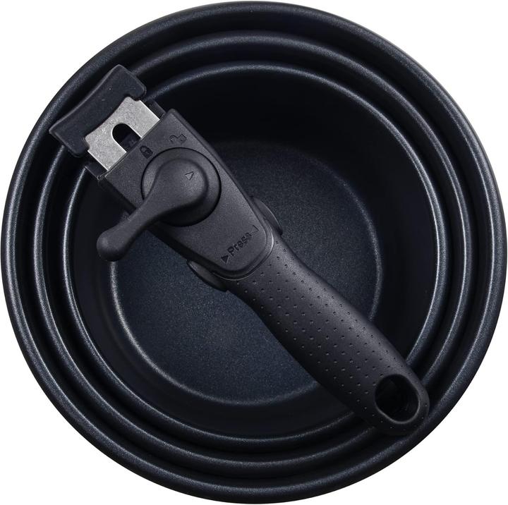 Productafbeelding Bergner Click&Cook 4-teiliges Topfset mit abnehmbaren Griffen (Kookpotten en pannenset, Roestvrij staal, 16 x 8 cm)