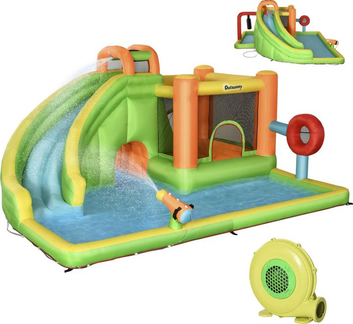 Immagine prodotto Swisshandel24 Castello gonfiabile, castello di gioco, area di salto con scivolo, parco acquatico per bambini dai