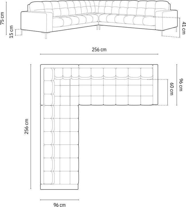 Actual product image Cosmopolitan Design Symmetrical Corner Sofa, "Bali", 6 Seats, Brick, 256x256x75 Made in Europe (Corner sofa)
