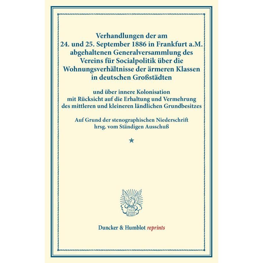 Verhandlungen der am 24. und 25. September 1886 in Frankfurt a.M. abgehaltenen Generalversammlung de, Fachbücher von Ver...