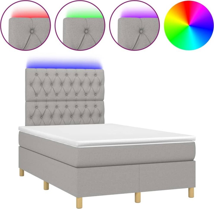 Produktbild VidaXL Bo x springbett mit Matratze & LED 120 x 190 cm Stoff (120 x 190 cm)
