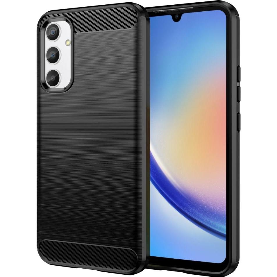 Screenguard Samsung Galaxy A34 5G Hülle Carbon Brushed Soft TPU (Samsung Galaxy A34 5G), Smartphone Hülle, Schwarz