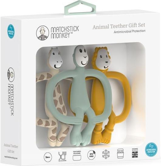 Image du produit Matchstick Monkey Set cadeau de 3 anneaux de dentition - Ludo Lion, Gigi Girafe & Singe