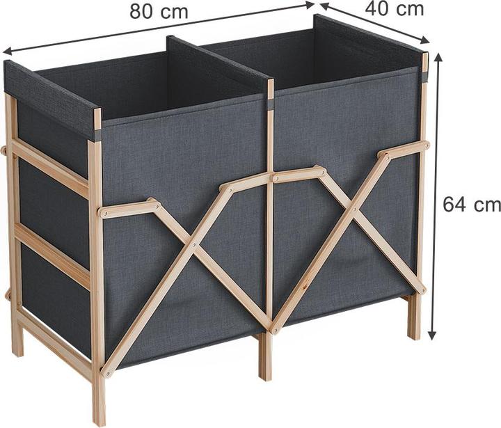 Produktbild Vicco Badschrank für Wäsche Bruno, Grau, 80 x 64 cm mit 2 Fächern