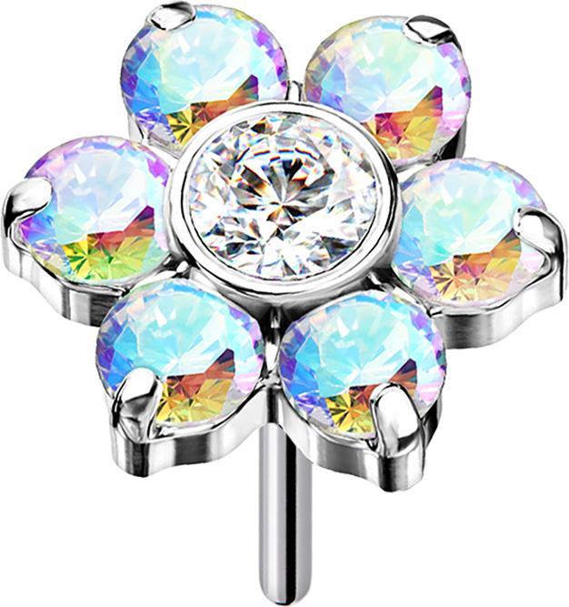 Immagine prodotto Star Piercing Cristalli a fiore d'argento multicolore Threadless (Titanio G23, senza ottone)