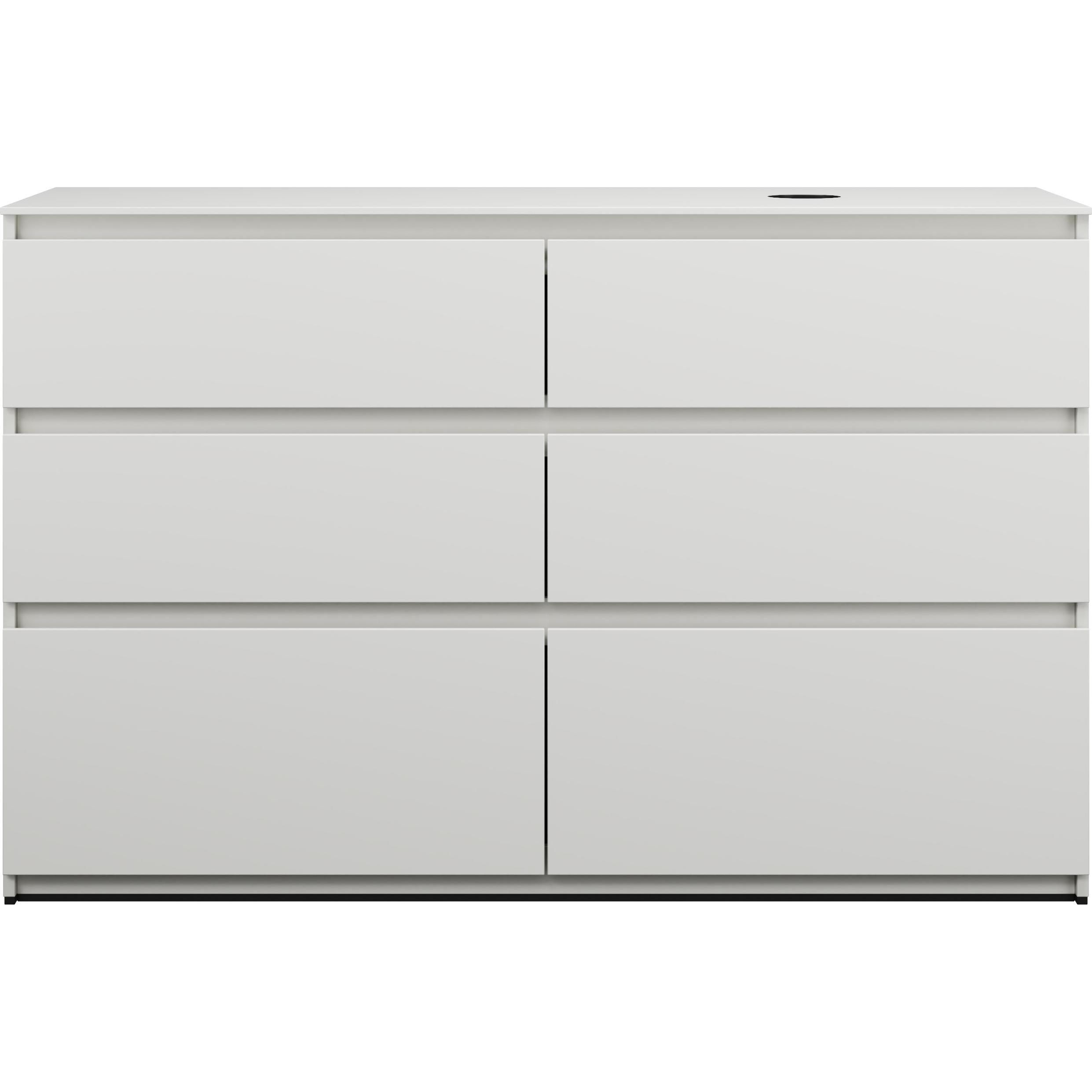 burgbad, Waschbeckenunterschrank, Lin20 Waschtischunterschrank inklusive Konsolenplatte,Beckenausschnitt rechts, 6 Auszü...