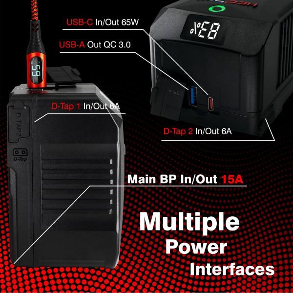 Image du produit Hedbox Cine V Lock Mount ( High Dur Aluminium )14.8V / 150Wh / 10050mAh15A / 250W Max LoadUSB-A Output 5V (Batterie de l'appareil photo)