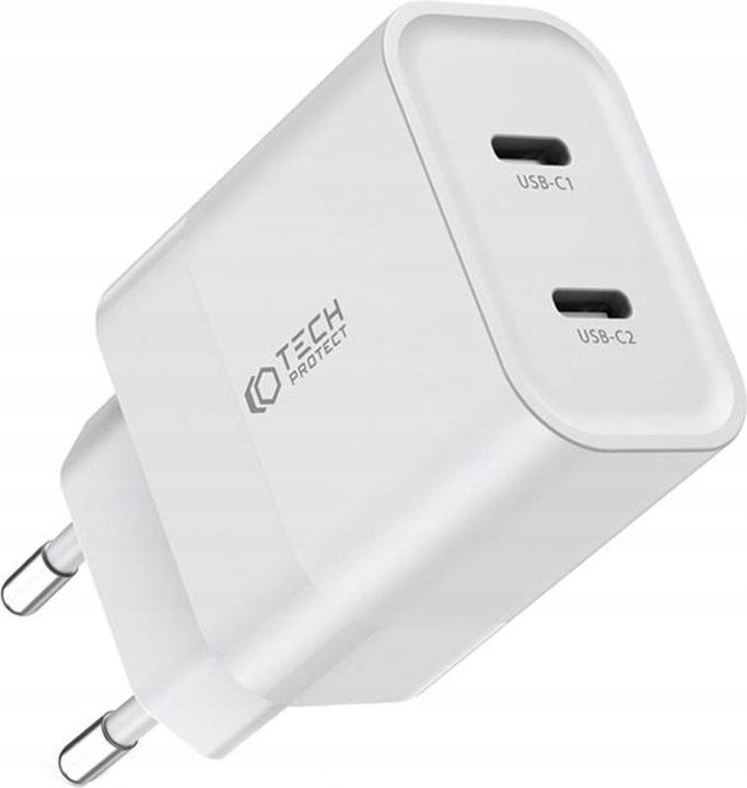 Immagine prodotto Tech-Protect Caricatore di rete C20W 2x USB-C PD 20W - bianco (20 W, 2 porte)