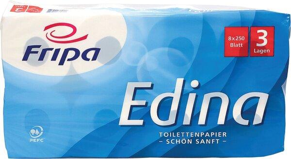 Fripa Papier hygiénique Edina extra-blanc, version : 3 plis, folios/réponses : 250 (8 pcs)
