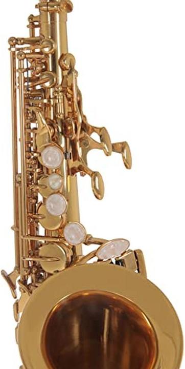 Produktbild Roy Benson Sopransaxophon mit ergonomischer Bogen, hoher Fis-Taste und Koffer (Saxophon, Gebogen)
