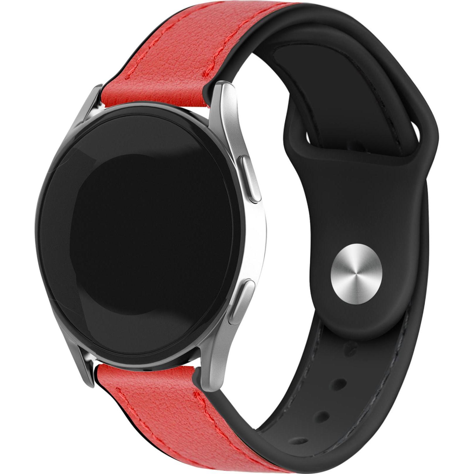 Strap-it Leder-Hybridarmband (Leder und Silikon, Xiaomi Mi Watch), Uhrenarmband, Rot