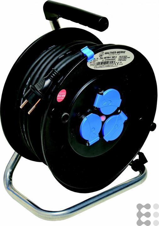 Walther Werke Cable drum 16A 2P+E 230V 25m H07RN-F3G2,5 39100302250303 (25 m, 2.50 mm²)