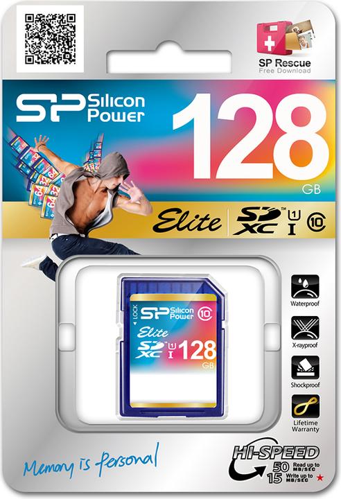 Produktbild Silicon Power Elite UHS-I 128GB SDXC 85/10 MBs SP128GBSDHAU1V10 (128 GB, SDXC, U1, UHS-I)