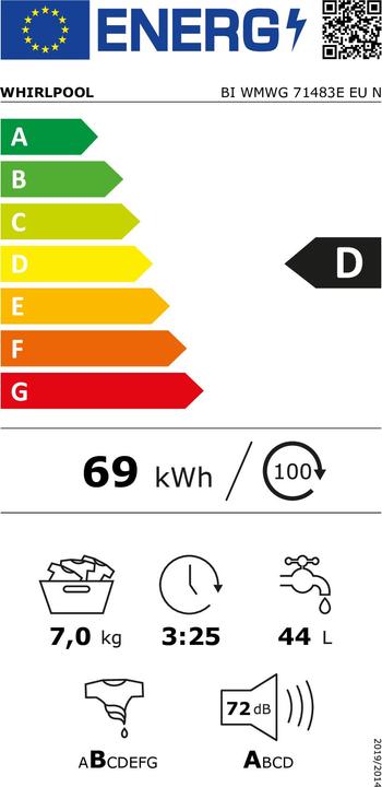 Energie-Label Whirlpool BI WMWG 71483E EU N (7 kg, Links)