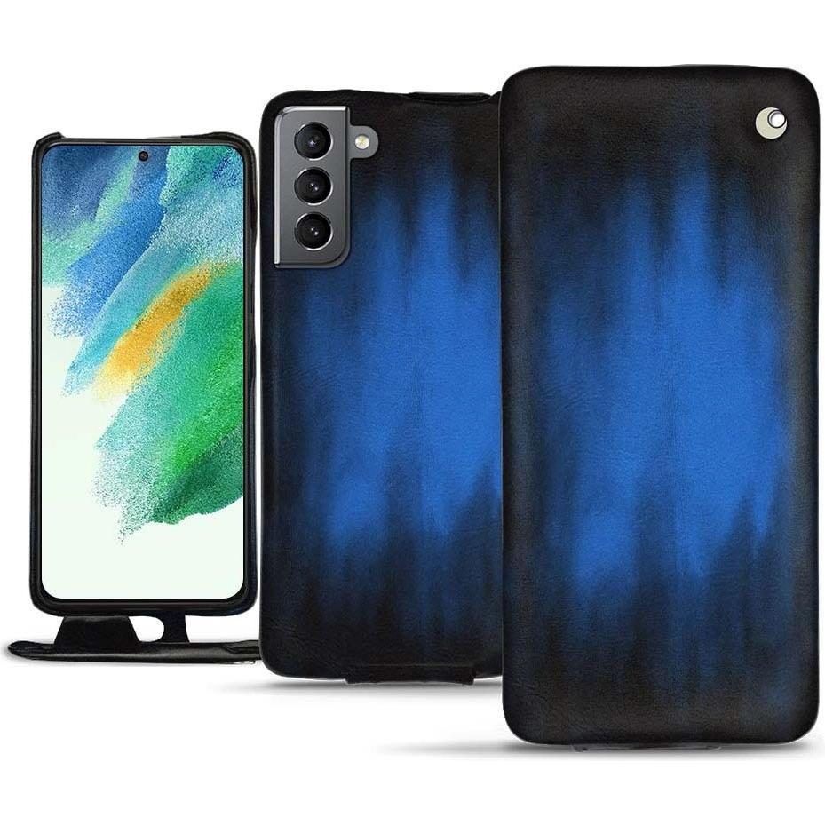 Noreve Lederschutzhülle vertikal (Samsung Galaxy S21 FE), Smartphone Hülle, Blau