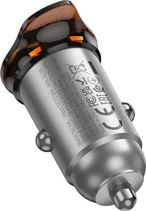 Produktbild Hoco ładowarka samochodowa USB A + Typ C + kabel Typ C do Lightning PD QC3.0 43W NZ16A szara