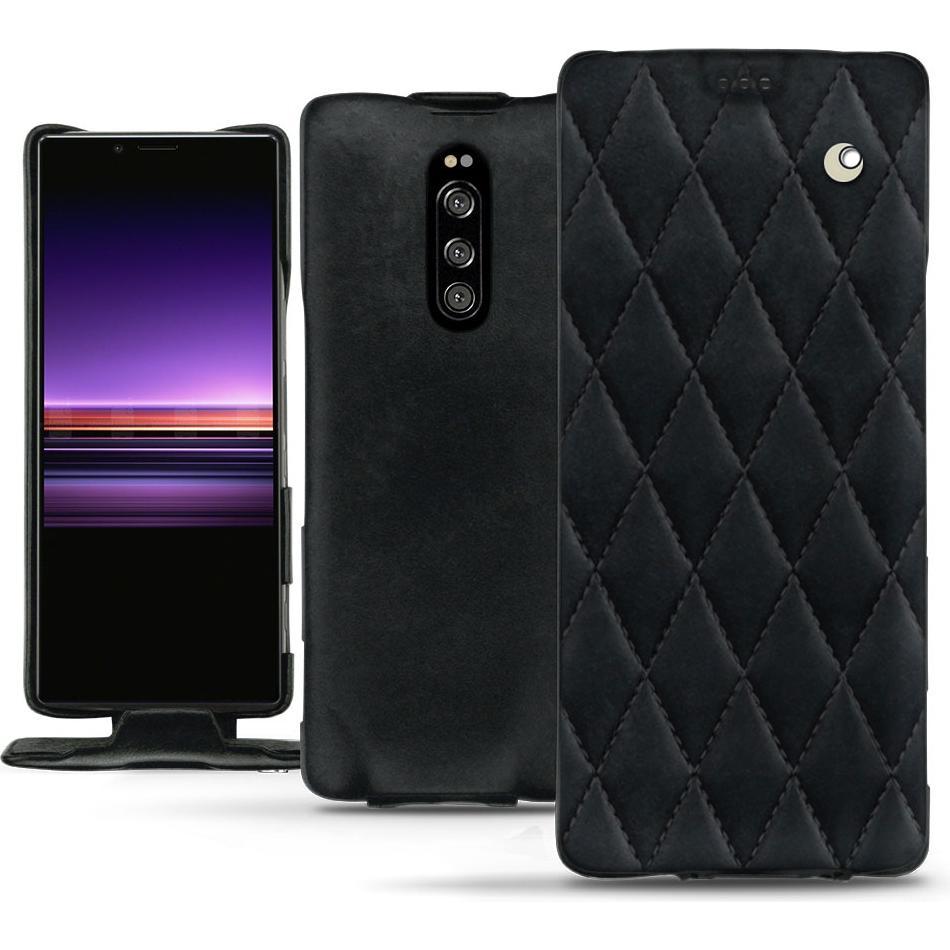 Noreve Lederschutzhülle vertikal (Sony Xperia 1), Smartphone Hülle, Schwarz