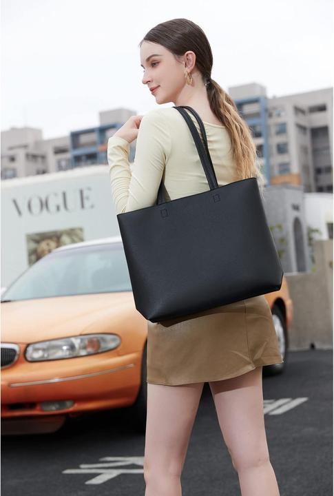 Produktbild Only-Bags.Store Henkeltaschen, einfache Handtaschen PU Leder Shopper Tasche für Arbeit, Schule, Einkaufen mit