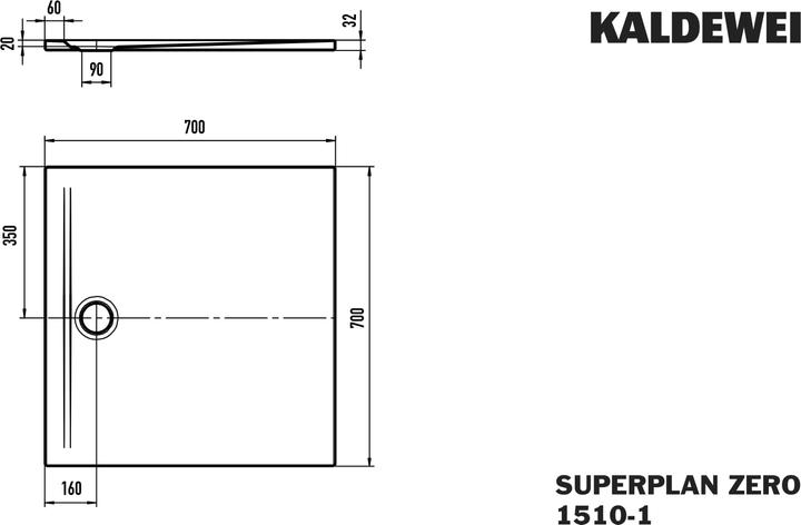 Produktbild Kaldewei Superplan Zero Duschfläche, 70x70cm, 35100001