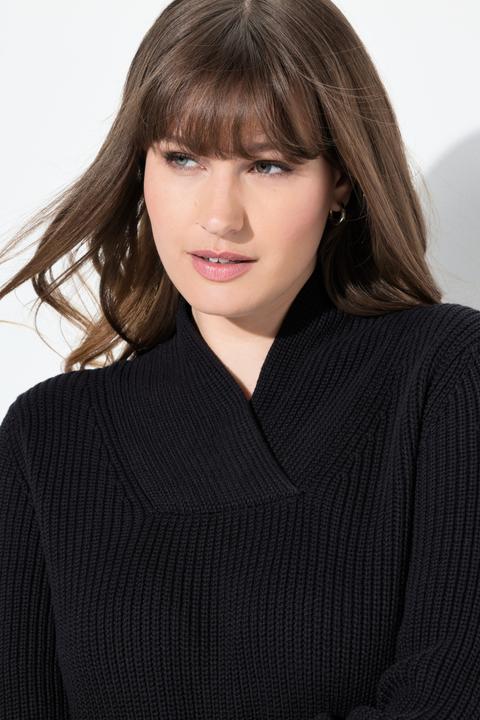 Actual product image Ulla Popken Eco Cotton Shawl Collar Long Sleeve Sweater (42, 44)