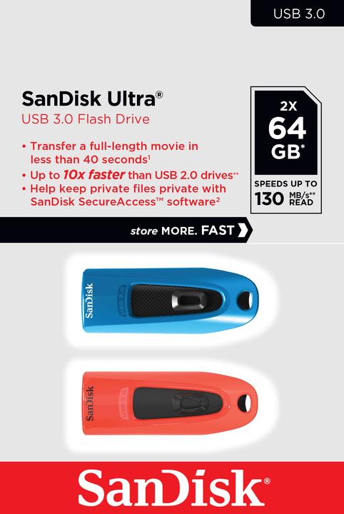 Actual product image SanDisk Ultra (2-Pack) (64 GB, USB-A, USB 3.0)