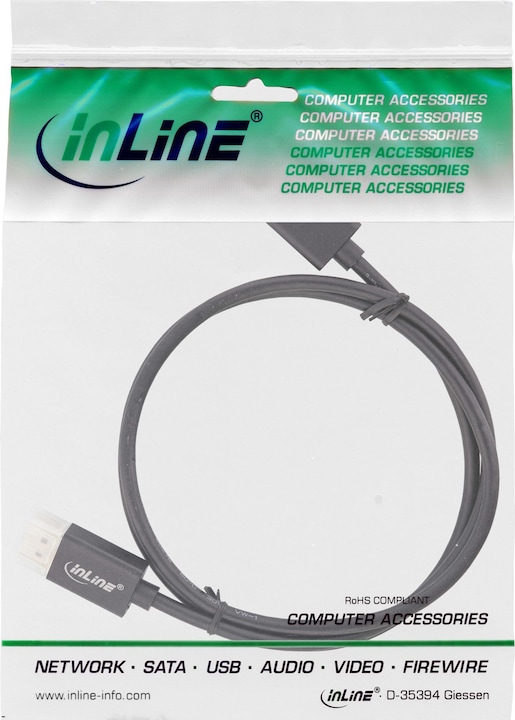 Actual product image InLine DisplayPort 1.4 Cable Slim (3 m, DisplayPort)