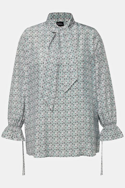 Immagine prodotto Ulla Popken Blusa con fiocco, collo alto, ruches e maniche lunghe (48)