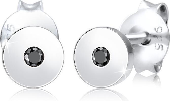 Diamore Orecchini Cerchio Geo Nero Diamante (925 Sterlingsilber)