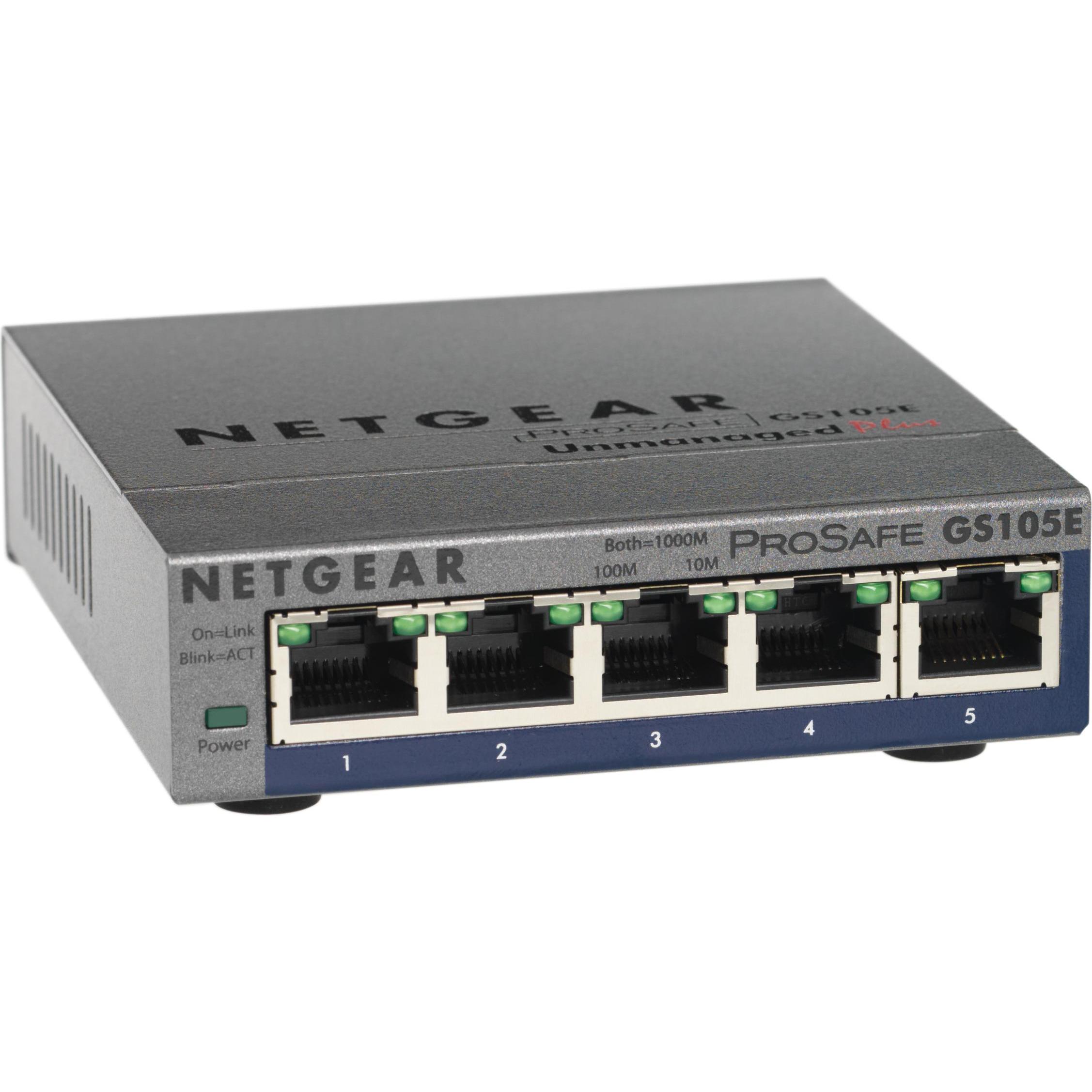 Netgear ProSafe GS105E (5 Ports), Netzwerk Switch, Schwarz