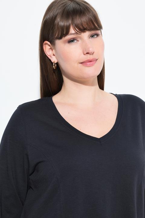 Produktbild Ulla Popken Shirt, Zipfelsaum, V-Ausschnitt, 3/4-Arm (50, 52)