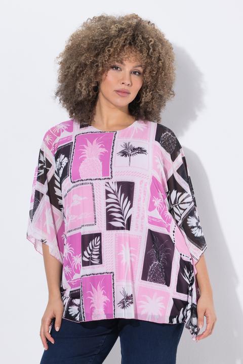 Produktbild Ulla Popken Mesh-Bluse, doppellagig, Oversized, Rundhals, Halbarm (58)