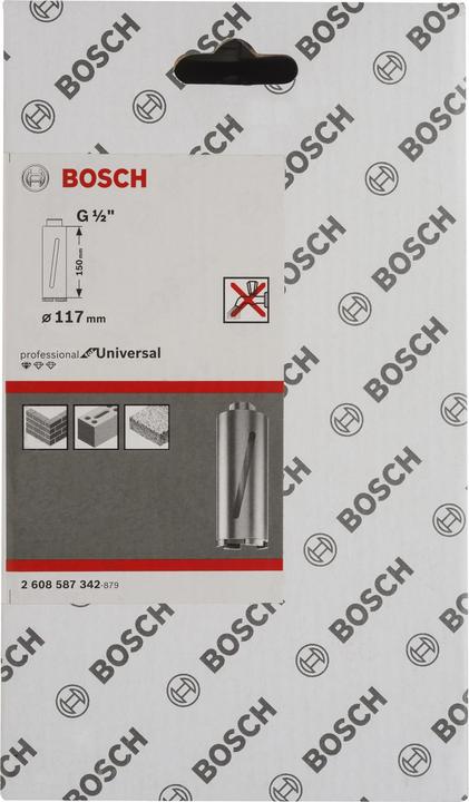 Produktbild Bosch Professional Zubehör Diamanttrockenbohrkrone G 1/2-Zoll, Standard for Universal, 117mm, 150mm, 6, 7mm (117 mm)