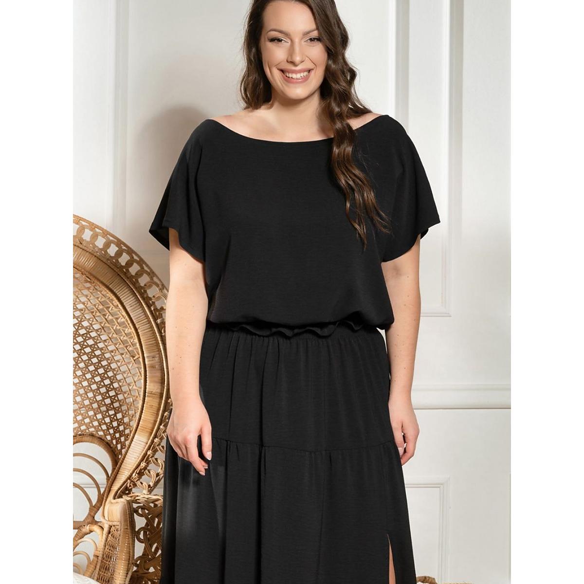 Karko, Damen, Bluse, Plus-Size Bluse, Schwarz, (50, 51, 52)