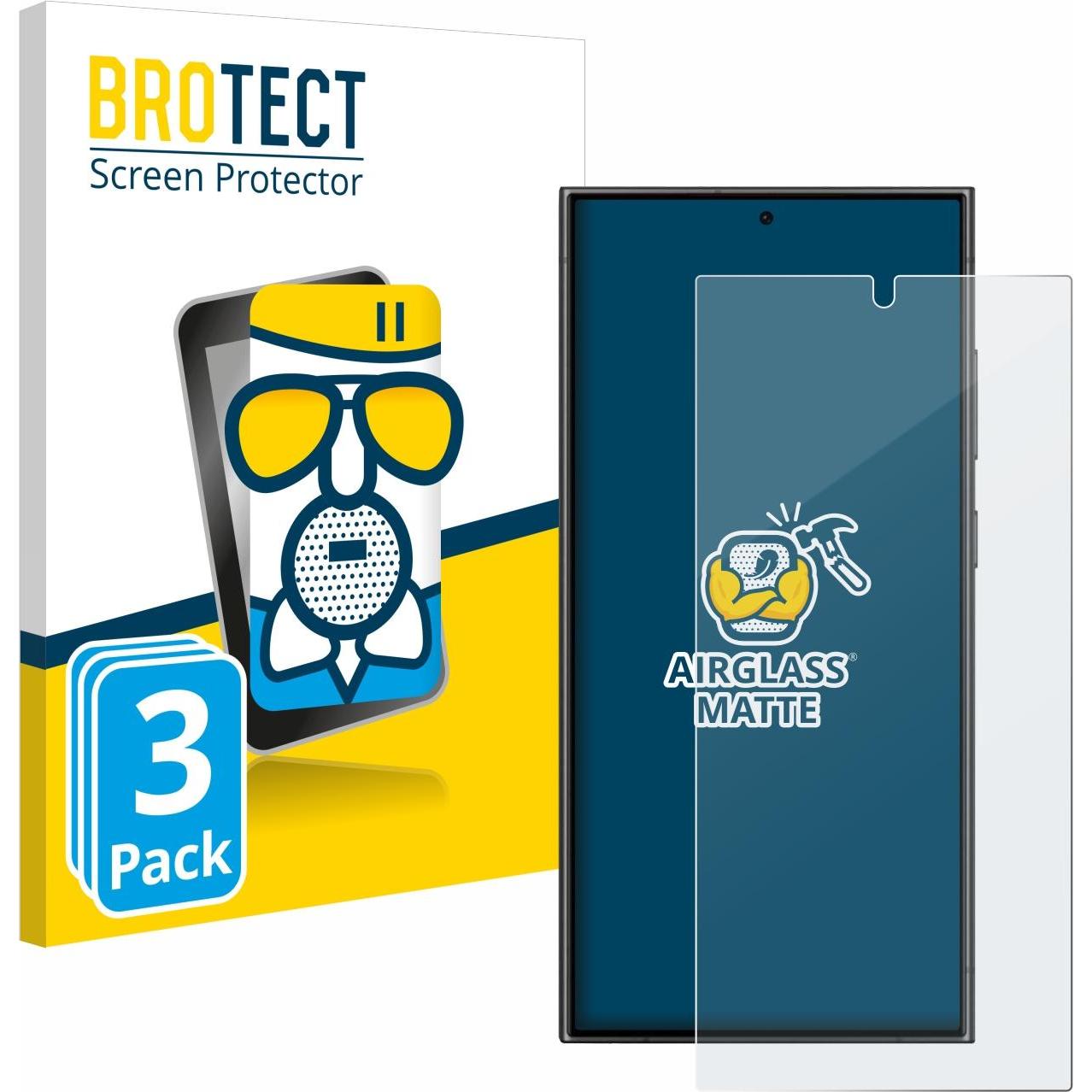 BROTECT AirGlass Panzerglasfolie Matt (3 Stück, Samsung Galaxy S21), Smartphone Schutzfolie, Grau