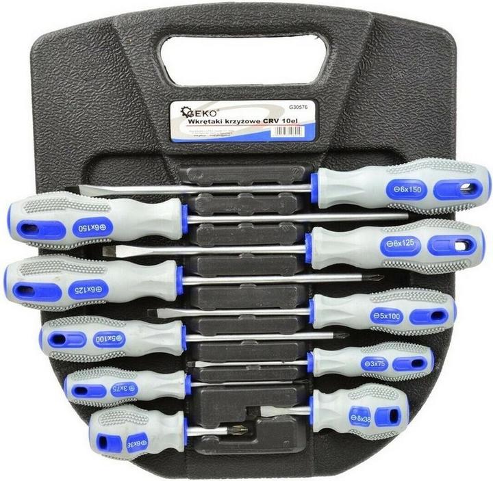 Actual product image GEKO Screwdriver set, 10 pieces, blue-grey (Cross recess)