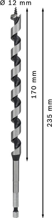 Produktbild Bosch Professional Zubehör PRO Wood Holzschlangenbohrer, 12 x 170 x 235 mm (6.35 mm)