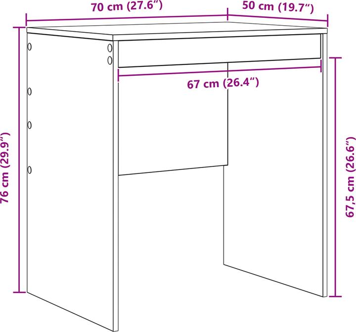 Image du produit vidaXL Kompakter Schreibtisch (50 x 70 x 76 cm)