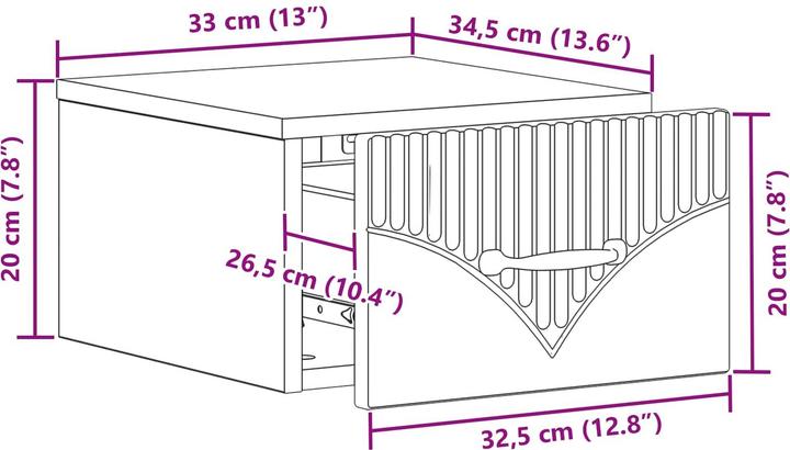 Produktbild vidaXL Nachttisch (33 x 34.50 x 20 cm)