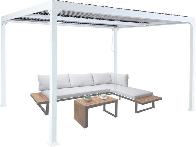 Produktbild Mendler Alu Pergola HWC-L41, stabiles 8cm-Metall-Gestell 3x3,7m, weiss (360 cm, 360 cm)