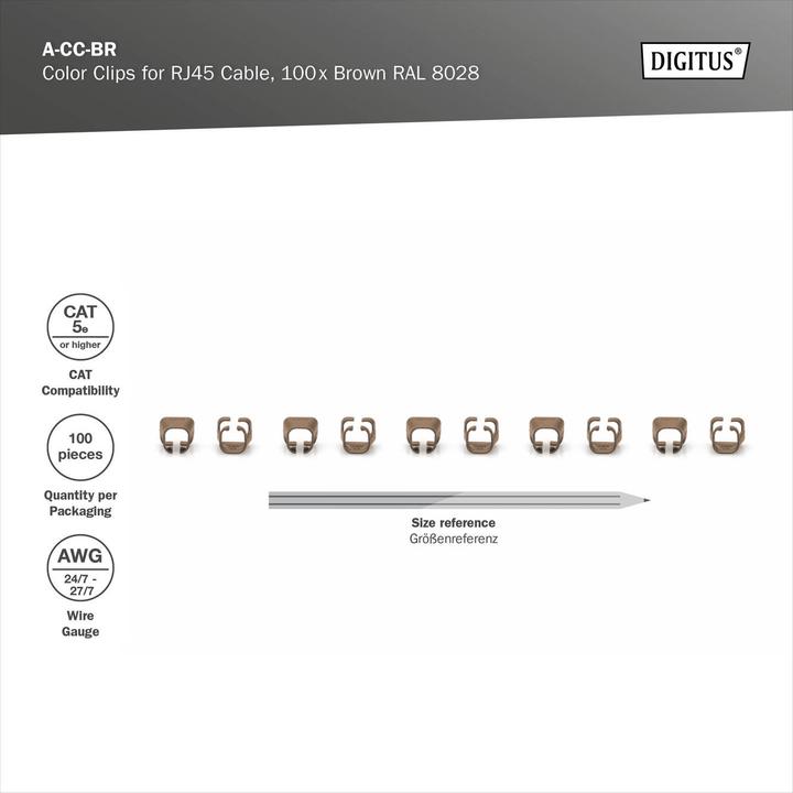 Produktbild Digitus Farbclips für Patchkabel - Braun (CAT5e)