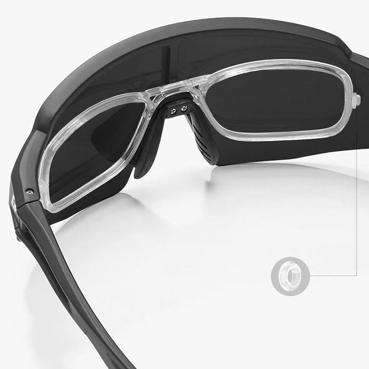 Actual product image Rockbros Polarised Cycling Glasses with UV Protection and Corrective Insert 14120008006 Gray Lenses (Black, Black)