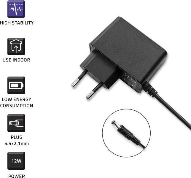 Produktbild Qoltec Netzteil 12W Steckernetzteil | 12V | 1A | 5,5*2,1 (12 W)