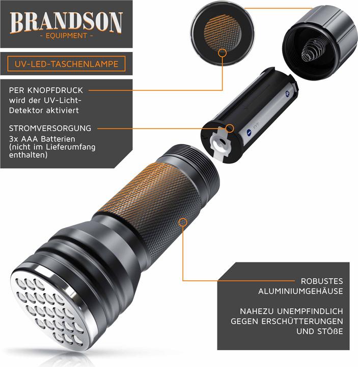 Immagine prodotto Brandson Torcia elettrica UV LED (10 cm)