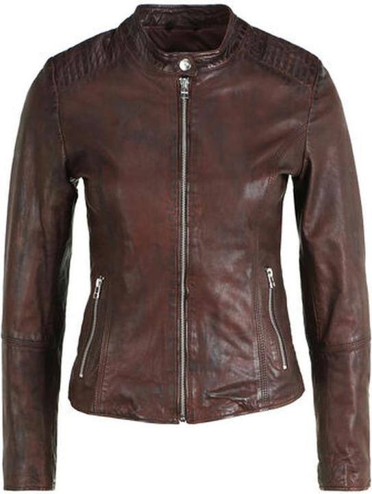 Goosecraft Leather Biker Blazer with Shoulder Padding and Front Zipper (M)